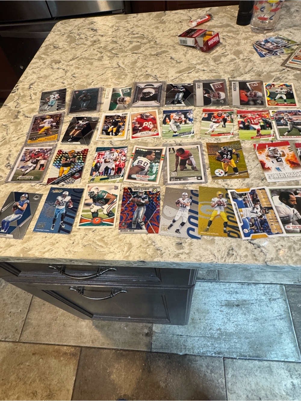 Sports Trading Card Lot - Assorted Football Cards in Mixed Colors 30 top players